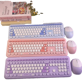 Безжичен комплект клавиатура и мишка, USB интерфейси на клавиатурата и на мишката, тиха работа, подходящ за настолен компютър и лаптоп