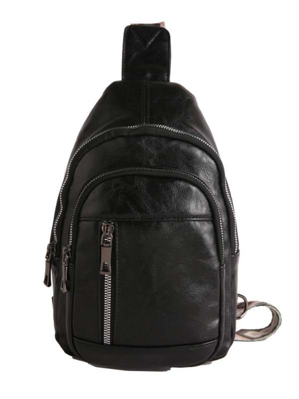 Geantă de piept pentru femei — Simplitate urbană, PU, Fermoar, Compartiment pentru documente, Iarna 2025