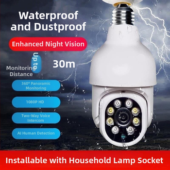 OKAM Mali Orao: 4G Wi-Fi, 360° HD noćni prikaz u boji, vanjska kamera za nadzor u obliku žarulje
