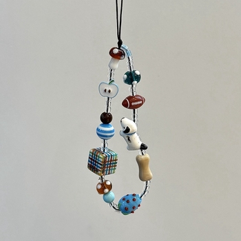 Lanyard pentru telefon, Handmade din aliaj, cu șnur din nailon și cataramă din plastic, stil feminin