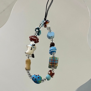 Lanyard pentru telefon, Handmade din aliaj, cu șnur din nailon și cataramă din plastic, stil feminin