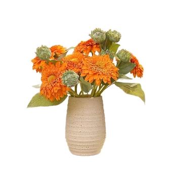 Buchet de floarea soarelui artificial – mătase, lucru manual cu relief și imprimare 3D; ramură unică; pentru nunți, exterior, recuzită pentru fotografie, decor de casă