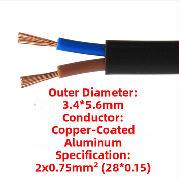 Lin Yun Era barošanas kabelis, divvads, PVC apvalks, Eiropas divu apaļu kontaktligzdu tips, 2x0.75mm²