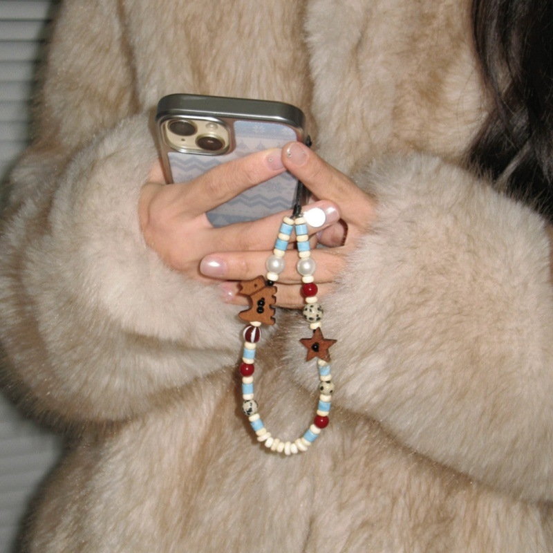 Lanyard pentru telefon mobil cu motivație cățeluș în design Winter Fair Isle; corp din plastic/rășină, șnur PVC, unisex