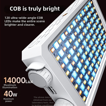 Lumină de umplere LED 40W, RGB full-color, baterie încorporată, portabil, 2500K–9900K