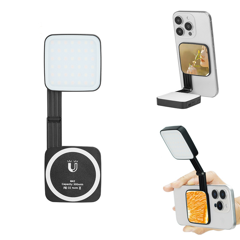 Lumină LED de umplere pentru telefon cu atașament magnetic (MagSafe) – VLOGLITE M38, trei temperaturi de culoare, utilizare manuală, potrivit pentru live streaming și selfie