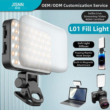 Jisun L01 prijenosno LED osvjetljenje za telefon – rasvjeta za snimanje i live streaming, tri boje temperature, kompaktne dimenzije 115×71×17.5 mm