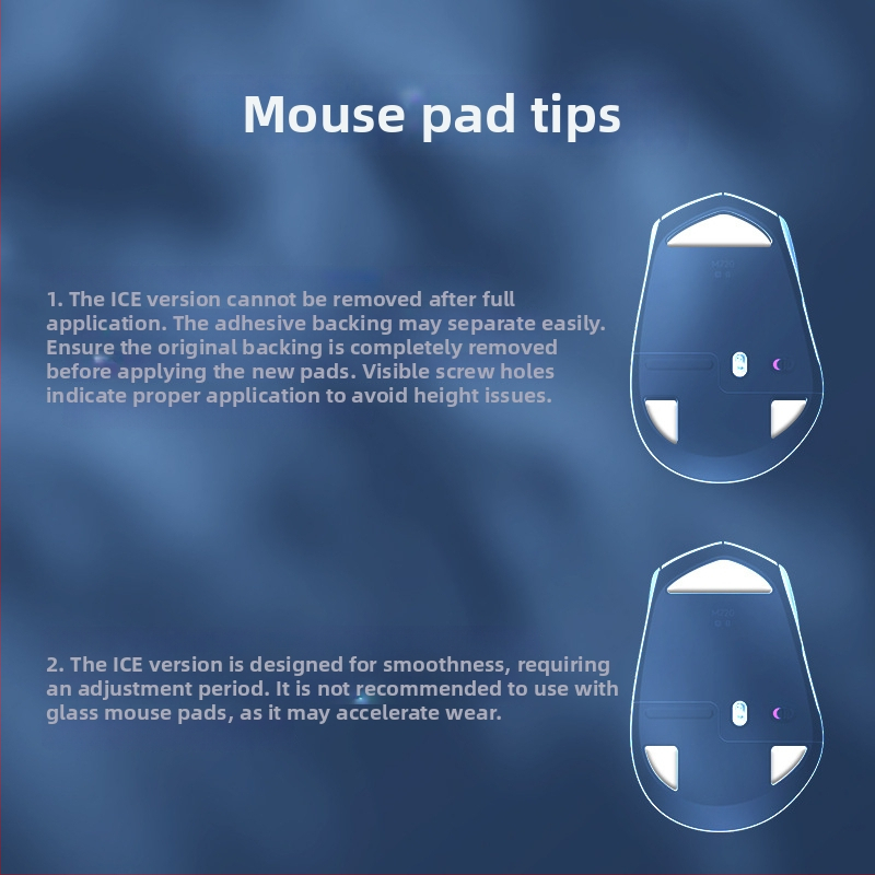 Peles kājiņu uzlīme Logitech M720 — Ice Edition, Arc Edge, Esports gluds slīdējums, Izsmalcināta izstrāde