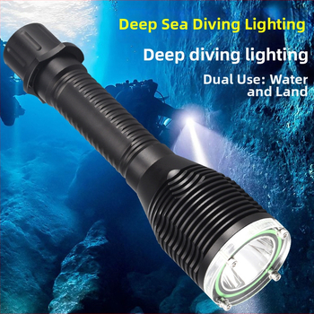 Lanternă LED T40 pentru scufundări, focalizare fixă, IPX8, corp din aliaj de aluminiu, baterie 3000mAh, 15W; încărcător inclus