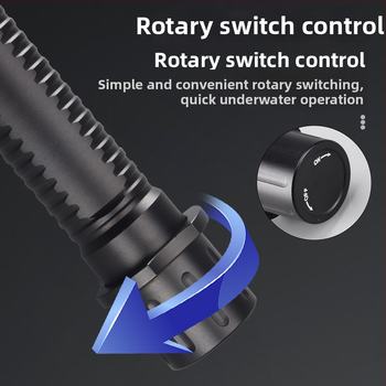 Lanternă LED T40 pentru scufundări, focalizare fixă, IPX8, corp din aliaj de aluminiu, baterie 3000mAh, 15W; încărcător inclus