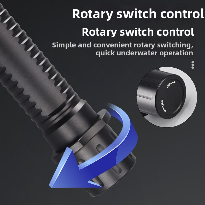 Lanternă LED T40 pentru scufundări, focalizare fixă, IPX8, corp din aliaj de aluminiu, baterie 3000mAh, 15W; încărcător inclus