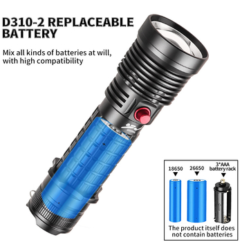 Lanteră de scufundări LED 10W, corp din aluminiu, rază peste 500 metri, reîncărcabilă cu baterie încorporată sau 18650/26650, încărcător inclus