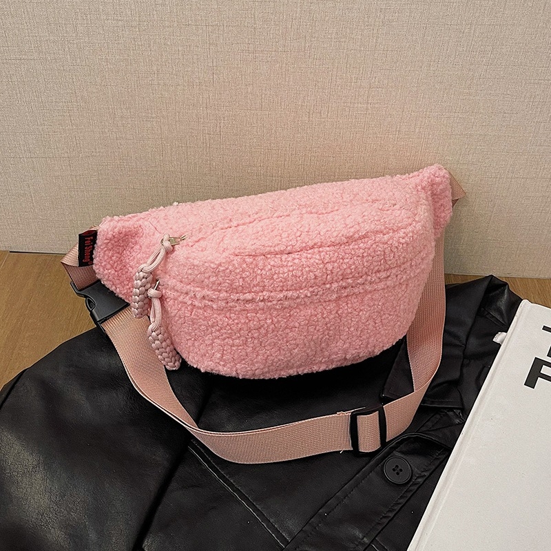 Geantă crossbody din pluș, stil urban, închidere cu fermoar, buzunar intern pentru telefon, căptușeală poliester