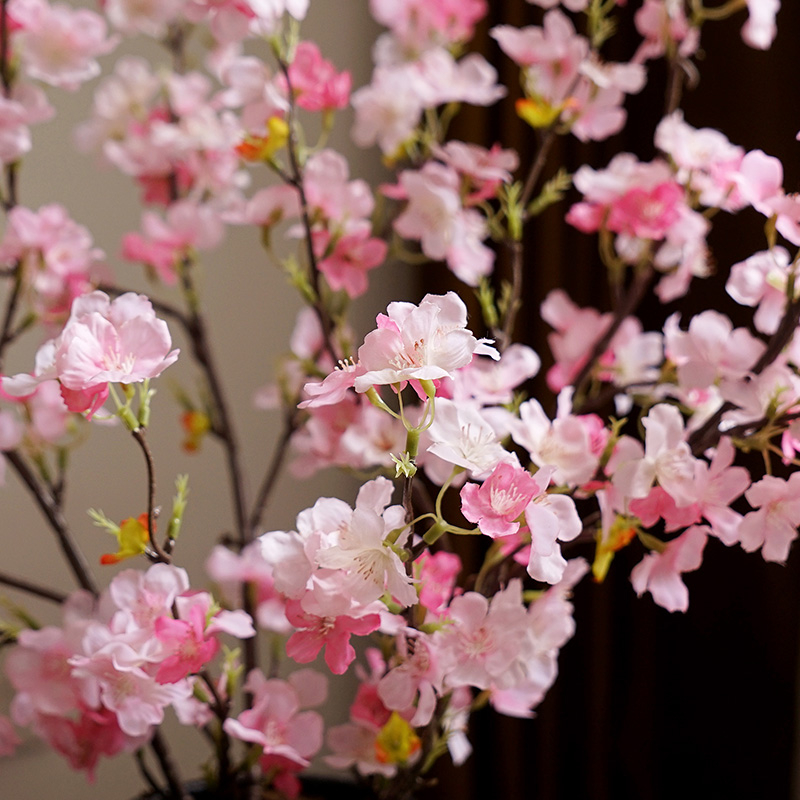 Floare artificială de piersică, floare de mătase, imprimare pe ecran, model 3283093; pentru nunți, utilizare în aer liber, recuzită pentru fotografie și decor în casă