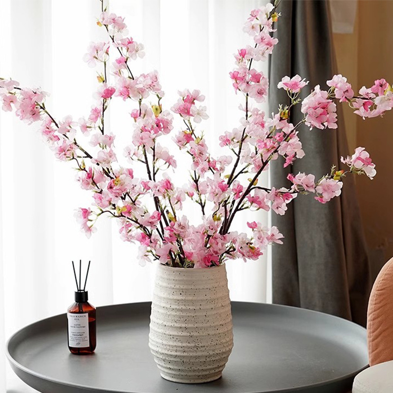 Floare artificială de piersică, floare de mătase, imprimare pe ecran, model 3283093; pentru nunți, utilizare în aer liber, recuzită pentru fotografie și decor în casă