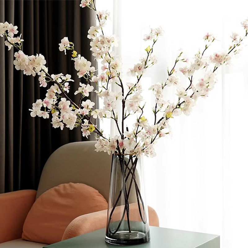 Floare artificială de piersică, floare de mătase, imprimare pe ecran, model 3283093; pentru nunți, utilizare în aer liber, recuzită pentru fotografie și decor în casă