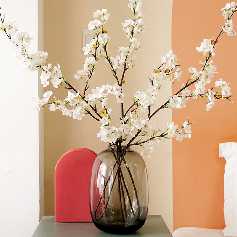 Floare artificială de piersică, floare de mătase, imprimare pe ecran, model 3283093; pentru nunți, utilizare în aer liber, recuzită pentru fotografie și decor în casă