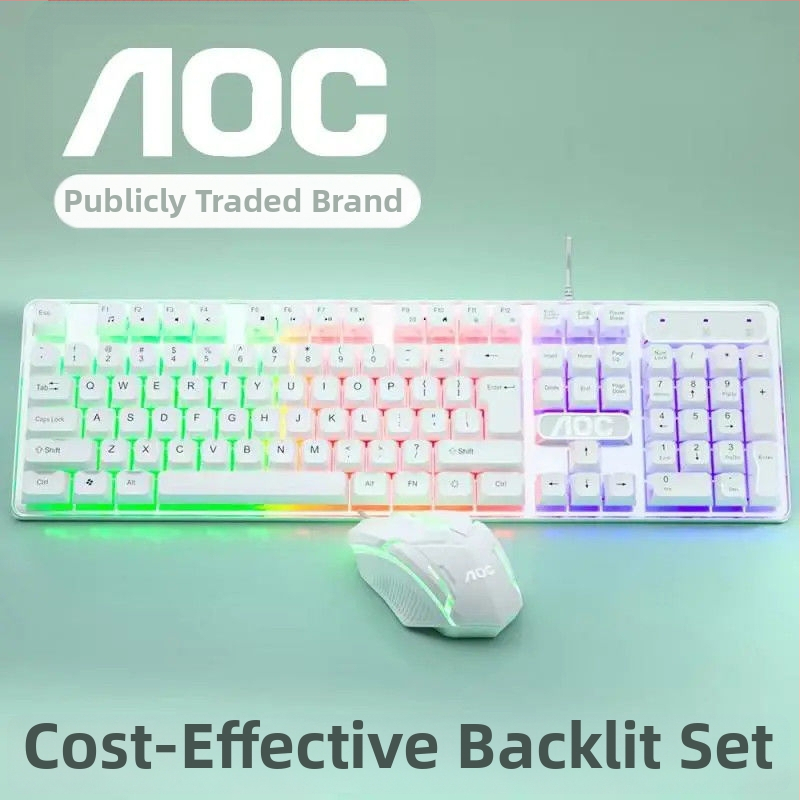 AOC KM100 klaviatūros ir pelės rinkinys (10 vnt) - laidinis USB, 1600 DPI optinis jutiklis, ergonomiškas dizainas, 1,4 m laidas