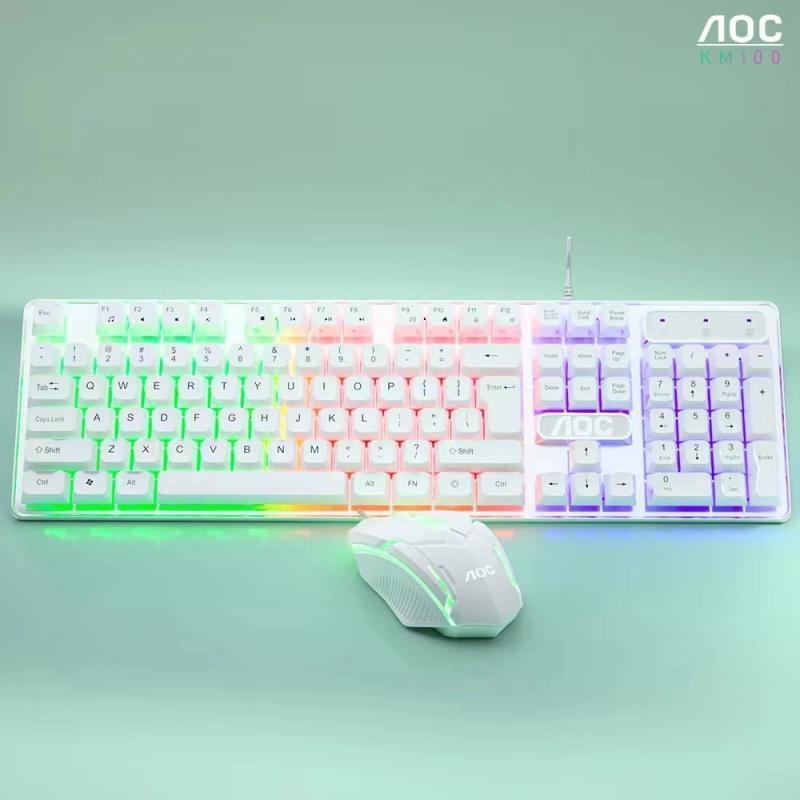 AOC KM100 set tipkovnice i miša (10-kom) - žični USB, 1600 DPI optički senzor, ergonomski dizajn, 1,4 m kabel