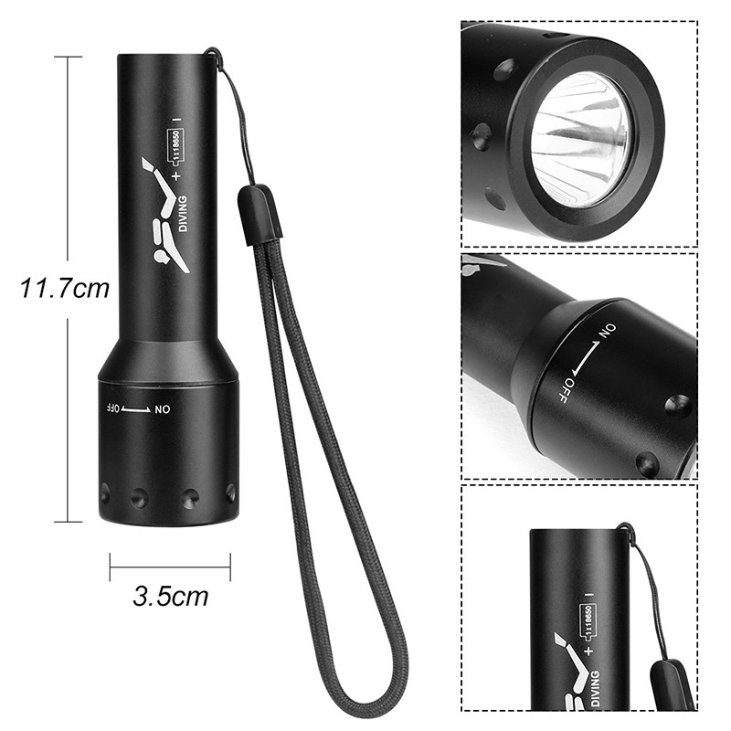 Potapljačka LED svjetiljka s T6, 10W, baterija 1x18650, domet 100–200 m