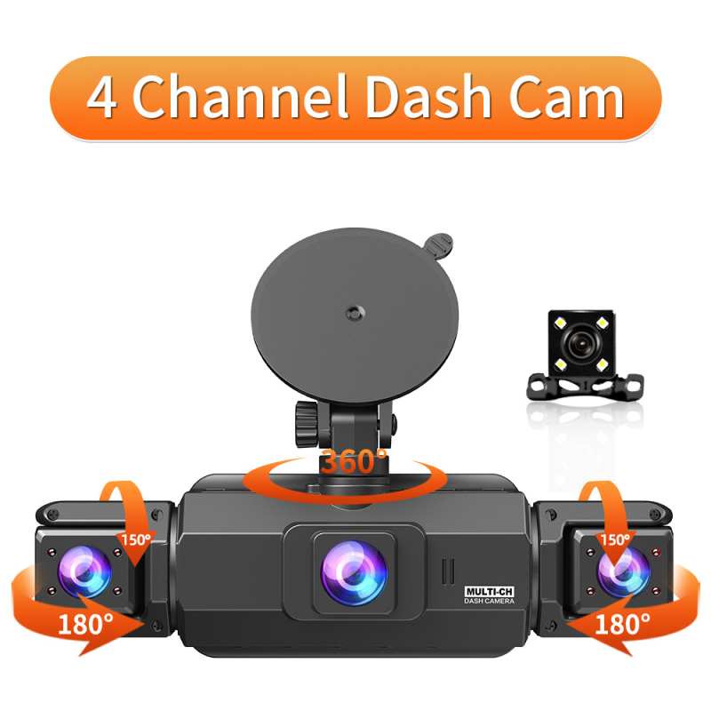 1080P dash kamera s noćnim vidom, četverokanalan zaslon, slika za parkiranje, povezanost sa pametnim telefonom