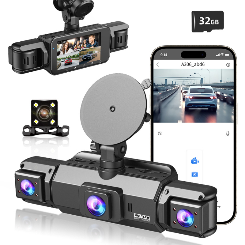 1080P dash kamera s noćnim vidom, četverokanalan zaslon, slika za parkiranje, povezanost sa pametnim telefonom