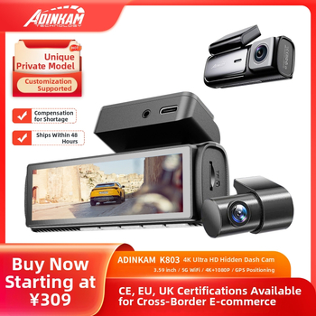 4K dashcam s nočným videním, predný a zadný záznam, GPS navigácia, Wi-Fi