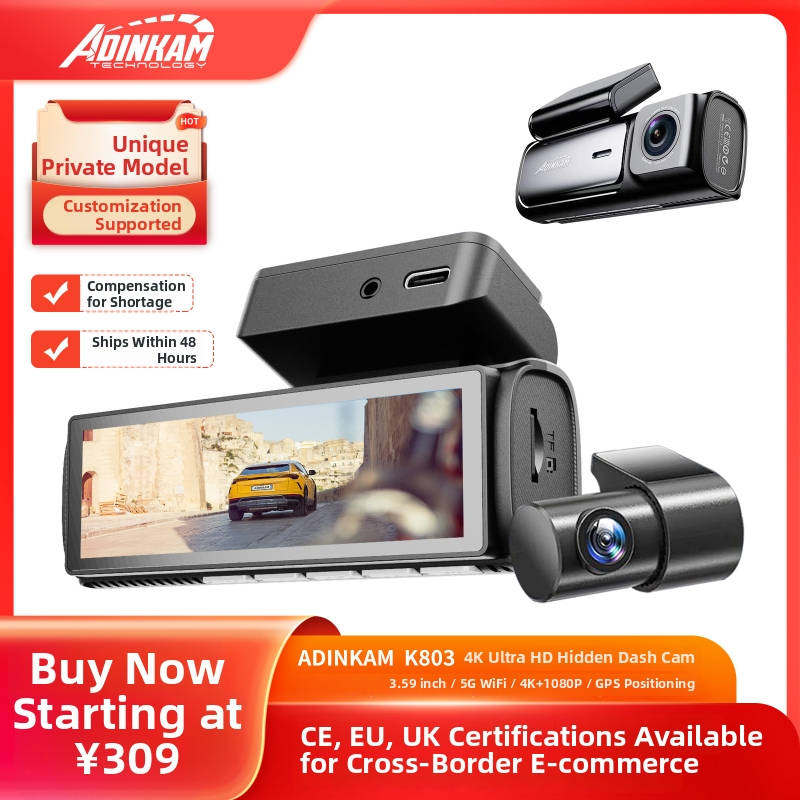 4K dashcam s nočným videním, predný a zadný záznam, GPS navigácia, Wi-Fi