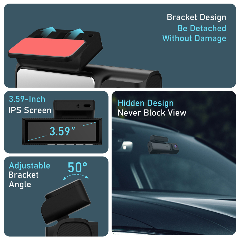 4K автомобилен видеорегистратор с нощно виждане, фронтален и заден запис, GPS навигация и Wi-Fi