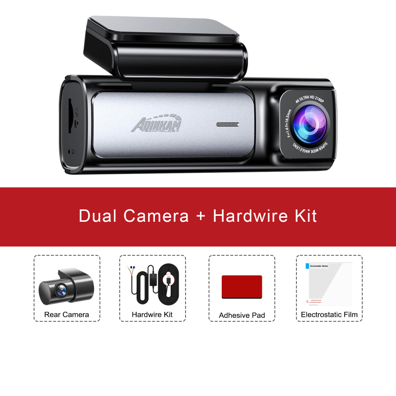 4K автомобилен видеорегистратор с нощно виждане, фронтален и заден запис, GPS навигация и Wi-Fi