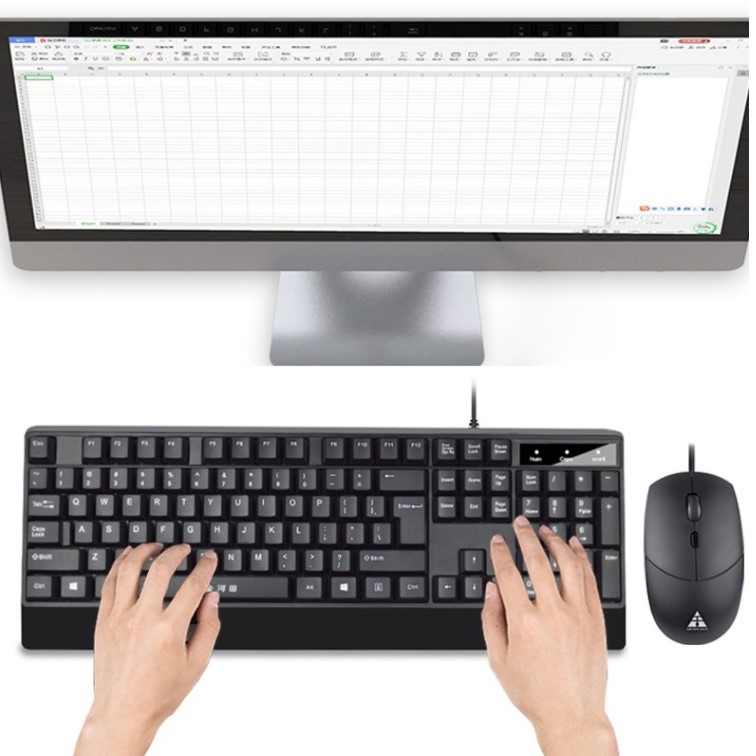 KM037 žični set tipkovnice i miša – USB, kabel 1,6 m, optički senzor, ergonomski dizajn