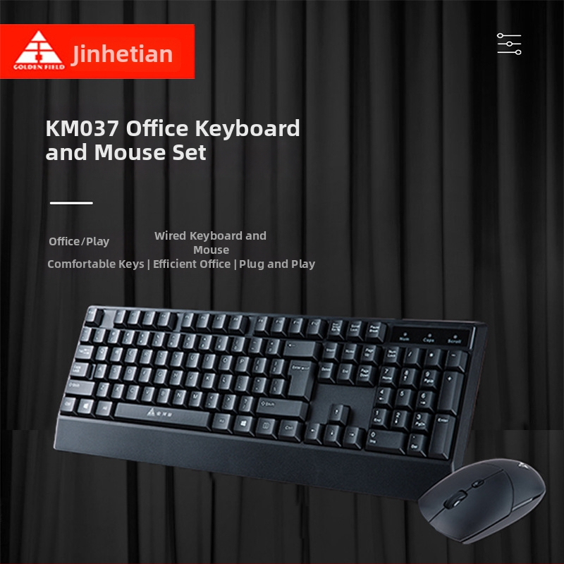 KM037 žični set tipkovnice i miša – USB, kabel 1,6 m, optički senzor, ergonomski dizajn