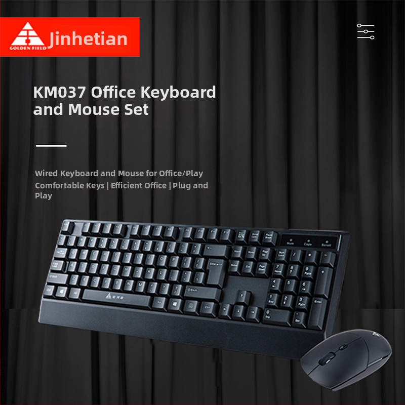 KM037 žični set tipkovnice i miša – USB, kabel 1,6 m, optički senzor, ergonomski dizajn