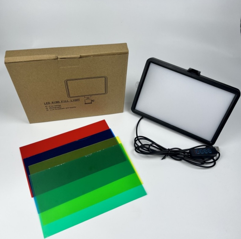 8-inčni LED rasvjeta za prijenos uživo, USB, kvadratni panel i četiri boje filtra