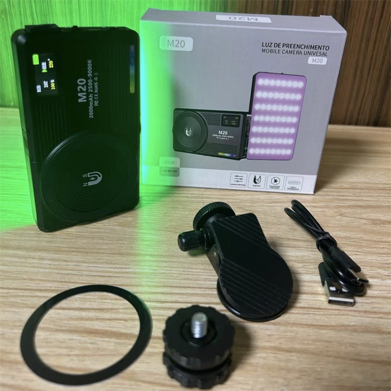 LED osvetľovacie svetlo pre fotografovanie a videohovory, ručné použitie, model M20, 10W, 5V, tri teploty farby