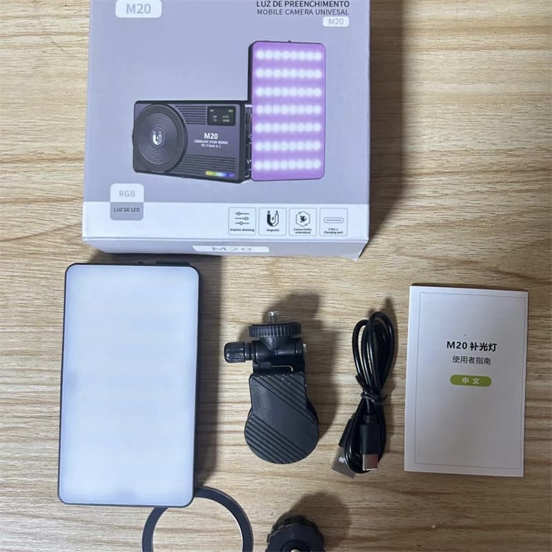 LED osvetľovacie svetlo pre fotografovanie a videohovory, ručné použitie, model M20, 10W, 5V, tri teploty farby