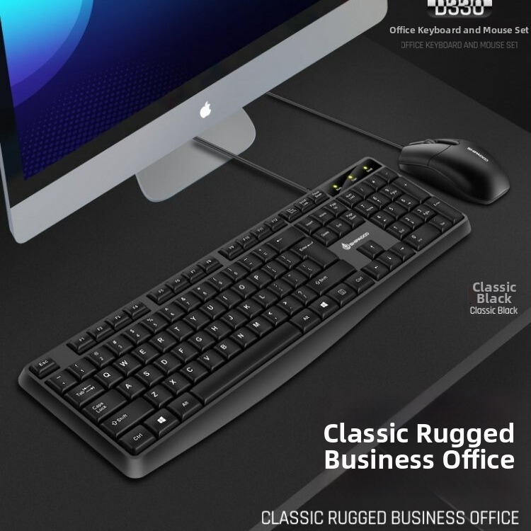 Kablys klaviatūros ir pelės komplektas su USB, optinis 1000dpi, ergonomiškas, atsparus vandeniui, privatios prekės ženklo galimybė, skirtas nešiojamam, namams, biurui ar žaidimams