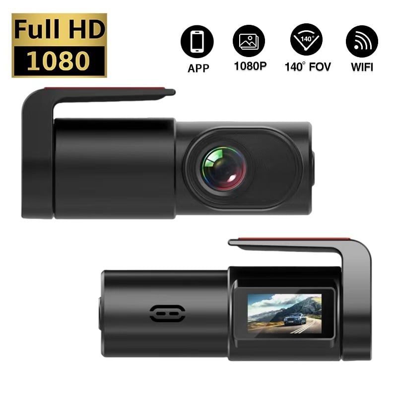 Automobilska dash kamera s 1080p HD noćnim vidom, 170° širokokutni objektiv, Wi‑Fi i slot za TF karticu