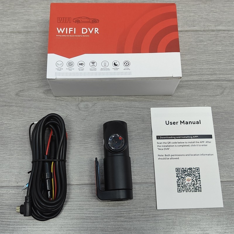 Automobilska dash kamera s 1080p HD noćnim vidom, 170° širokokutni objektiv, Wi‑Fi i slot za TF karticu