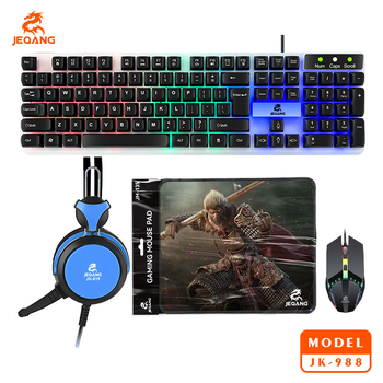 Štvormiestny káblový set: klávesnica, myš, slúchadlá a podložka s RGB podsvietením; 104 kláves, nožnicové spínače, ABS materiál, káblové pripojenie, kompatibilný s desktopom