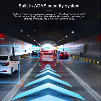 Automobilska dash kamera s ADAS, 720p HD, 170° široki kut, montaža na prednje staklo, 16GB memorija