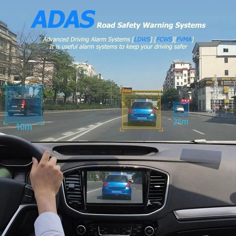 Automobilska dash kamera s ADAS, 720p HD, 170° široki kut, montaža na prednje staklo, 16GB memorija