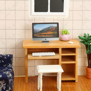 Set uredskog stola za kućicu lutaka s mišem i tipkovnicom | Marka Hao Chang, moderan minimalistički stil, kućni namještaj