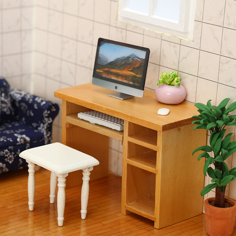 Set uredskog stola za kućicu lutaka s mišem i tipkovnicom | Marka Hao Chang, moderan minimalistički stil, kućni namještaj