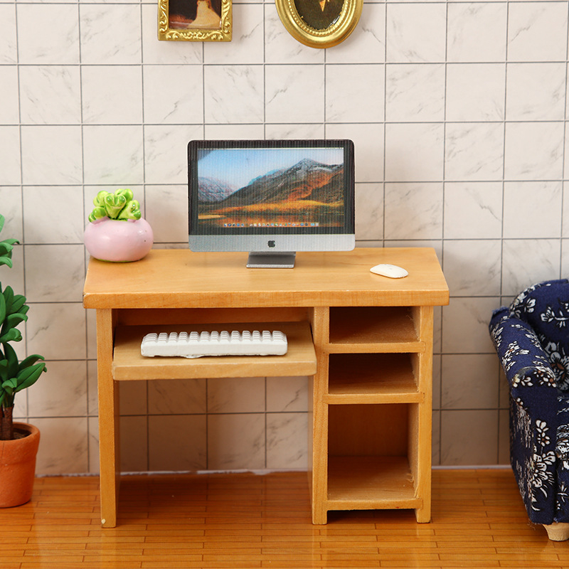Set uredskog stola za kućicu lutaka s mišem i tipkovnicom | Marka Hao Chang, moderan minimalistički stil, kućni namještaj