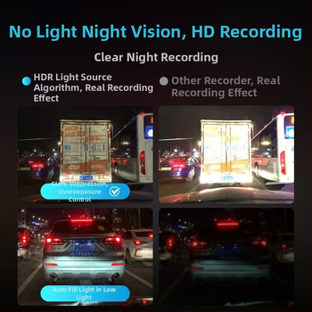 Видеорегистратор 4K Ultra HD, нощно виждане, предно и задно двойно записване, без дисплей, 1.5GB памет