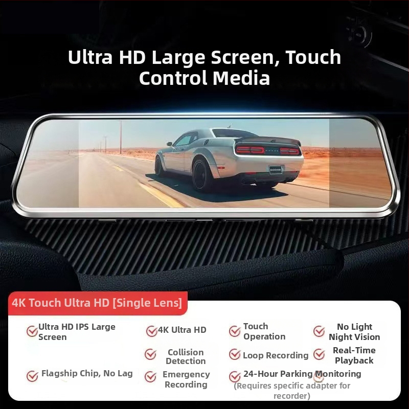 Видеорегистратор 4K Ultra HD, нощно виждане, предно и задно двойно записване, без дисплей, 1.5GB памет