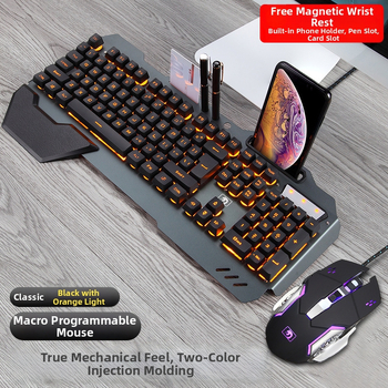 New League 618 Set tipkovnice i miša za igru - Žičana USB tipkovnica i miš, optički senzor, pozadinsko osvjetljenje, Plug and Play, multimedijske tipke