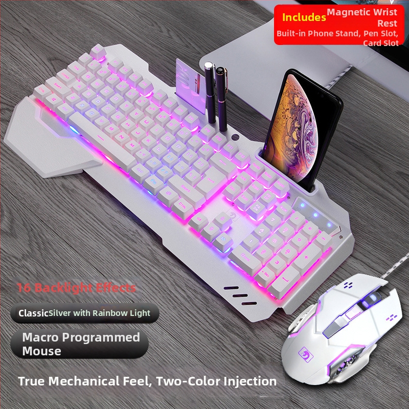 New League 618 Set tipkovnice i miša za igru - Žičana USB tipkovnica i miš, optički senzor, pozadinsko osvjetljenje, Plug and Play, multimedijske tipke