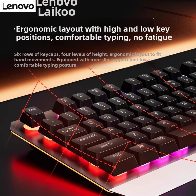 Lenovo CM109 kabelski set tipkovnice i miša – tih, s punim anti-ghosting značajkama, pozadinsko osvjetljenje, DPI 1600 miša, USB, ergonomski dizajn